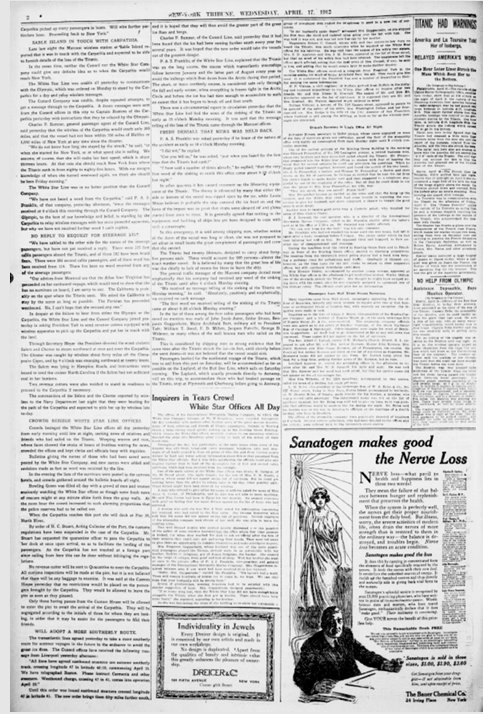 New-York Tribune du 17/04/1912